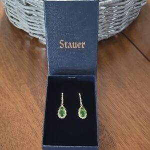 Stunning Green and Gold Dangle Earrings